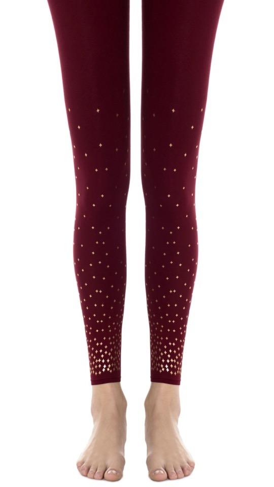 Burgundy Patterned Coloured Tights