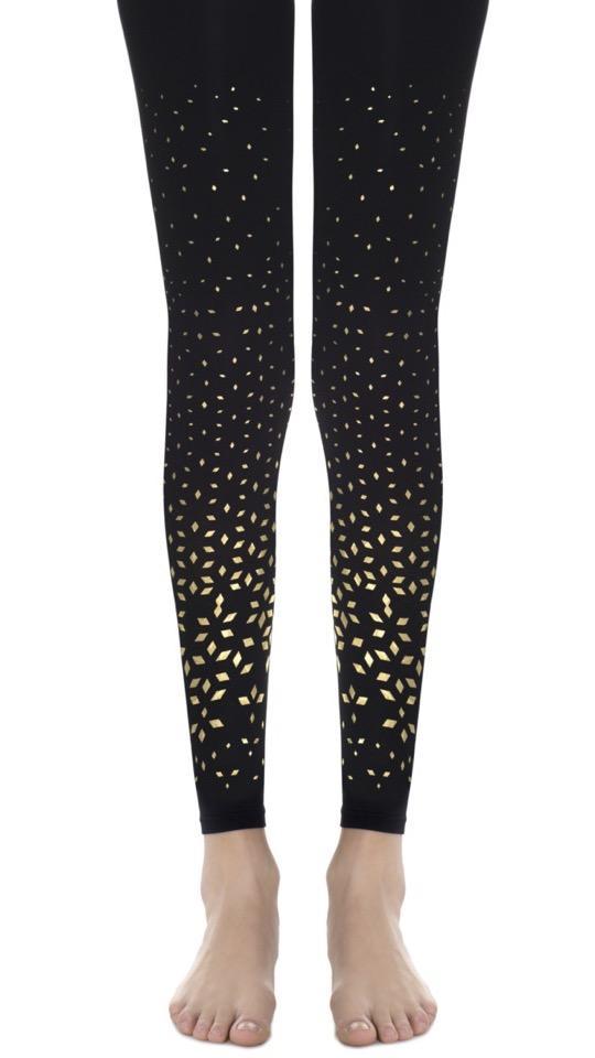 Black Opaque Patterned Tights Diamond for Women